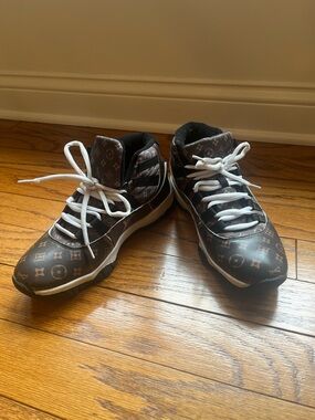 Brown Unbranded Monogram High-Top Athletic Shoes